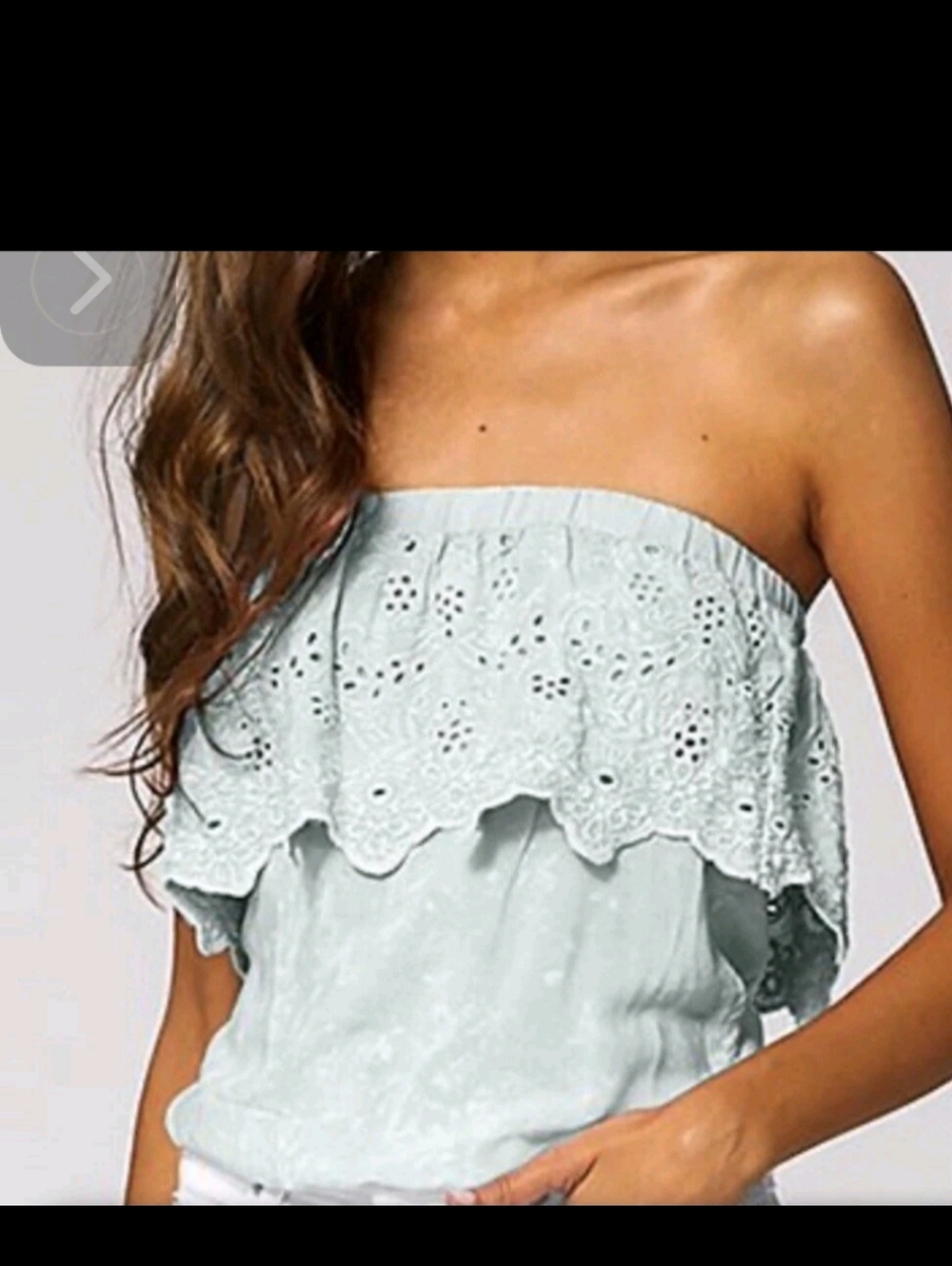 Young,Fabulous + Broke Strapless Eyelet Ruffle In Mint medium